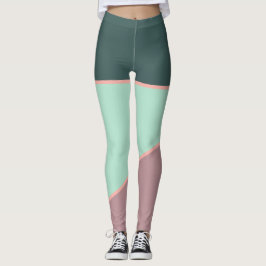 Pastel mauve roze groen blauwgroen kleurenblok leggings