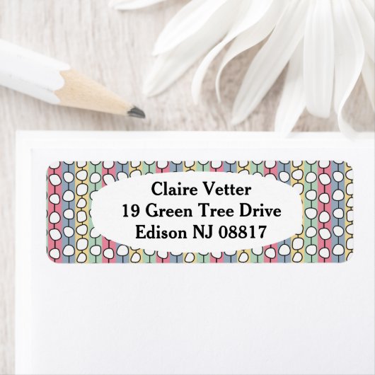 Pastel MCM kleurrijke lijnen Etiket (Insitu)