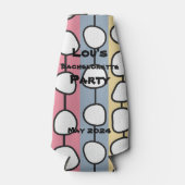 Pastel MCM kleurrijke lijnen Flesjeskoeler (Voorkant)