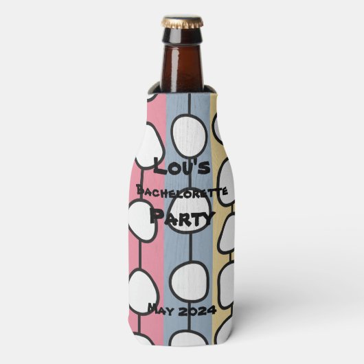 Pastel MCM kleurrijke lijnen Flesjeskoeler (Fles Voorkant)