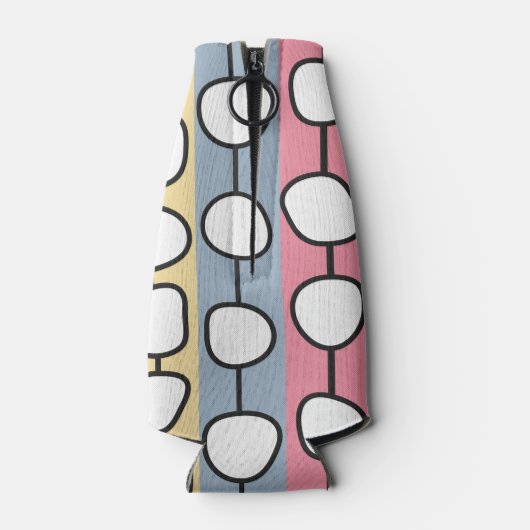 Pastel MCM kleurrijke lijnen Flesjeskoeler (Achterkant)