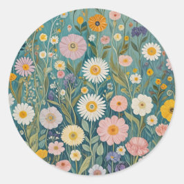 Pastel Meadow Bliss Ronde Sticker