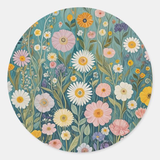 Pastel Meadow Bliss Ronde Sticker (Voorkant)