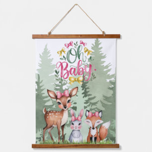 Pastel Meadow Companions: Oh Baby Girl Baby shower Hangend Wandkleed