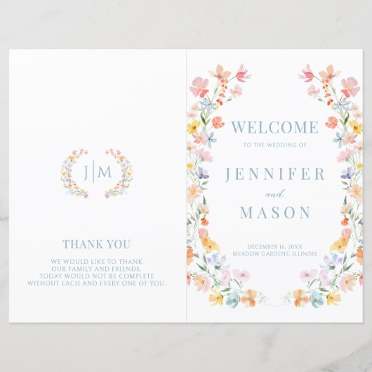 Pastel Meadow Floral Wedding Foldable Program (Voorkant)