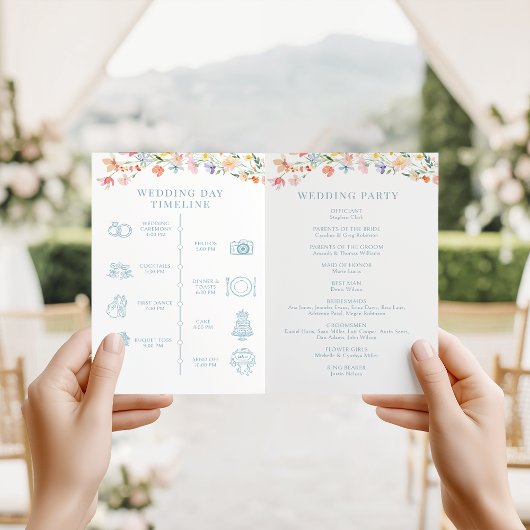 Pastel Meadow Floral Wedding Foldable Program