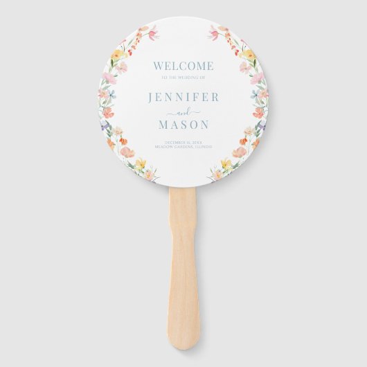 Pastel Meadow Flowers Wildflowers Wedding Program Handwaaier (Voorkant)