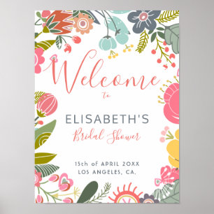 Pastel meadow vrijgezellenfeest welkomstbord poster