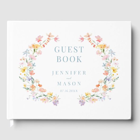 Pastel Meadow Wildflower Gift Wedding Guest Book Gastenboek (Voorkant)