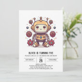 Pastel Mechanical Schattige Robot Verjaardag Kaart (Staand voorkant)