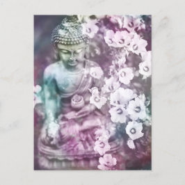 *~* Pastel Meditation Zen Buddha Meditate Flowers Briefkaart
