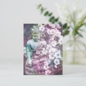 *~* Pastel Meditation Zen Buddha Meditate Flowers Briefkaart (Staand voorkant)