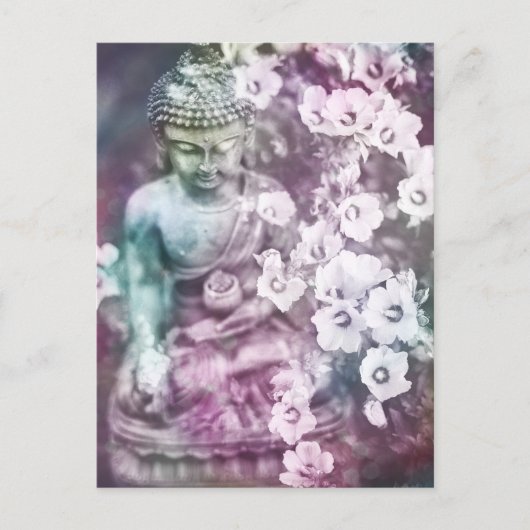 *~* Pastel Meditation Zen Buddha Meditate Flowers Briefkaart (Voorkant)