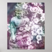 *~* Pastel Meditation Zen Buddha Meditate Flowers Poster (Voorkant)