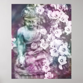 *~* Pastel Meditation Zen Buddha Meditate Flowers Poster