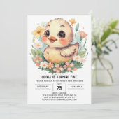 Pastel meisje eend verjaardag kaart (Staand voorkant)