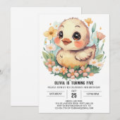 Pastel meisje eend verjaardag kaart (Voorkant / Achterkant)