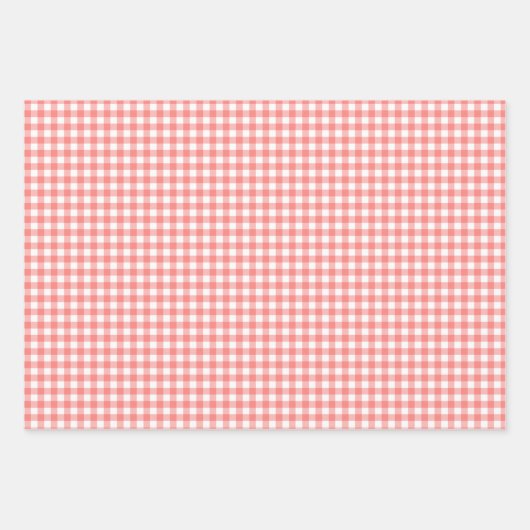 Pastel Melon Oranje Gingham Check Pattern Inpakpapier Vel (Voorkant 2)