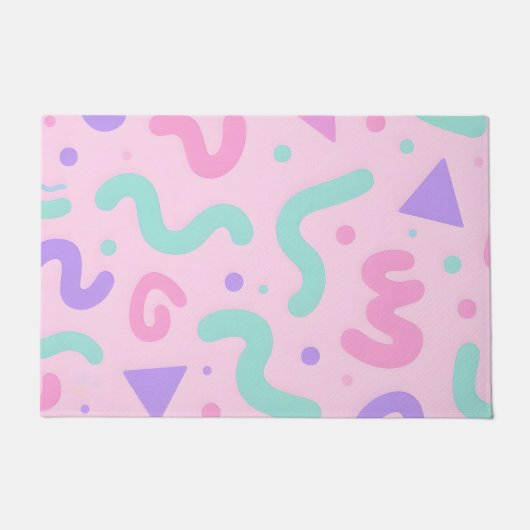 Pastel Memphis kronkelige geometrische speelse ret Deurmat (Voorkant)