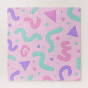Pastel Memphis kronkelige geometrische speelse ret Legpuzzel
