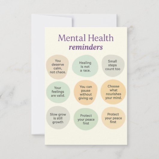 Pastel Mental Health Reminder  Bedankkaart (Voorkant)