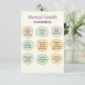 Pastel Mental Health Reminder  Bedankkaart (Staand voorkant)