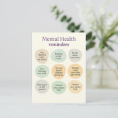 Pastel mentale gezondheidsherinnering  briefkaart (Staand voorkant)