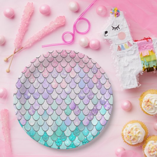 Pastel Mermaid Birthday Party Paper Borden Papieren Bordje (Feest)