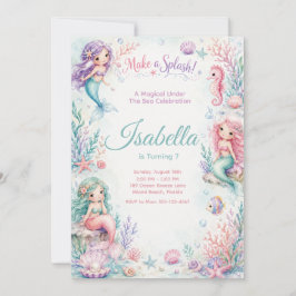 Pastel Mermaid Coral Garden Birthday Kaart
