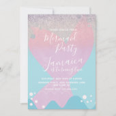 Pastel Mermaid Faux Glitter Birthday Party Kaart (Voorkant)