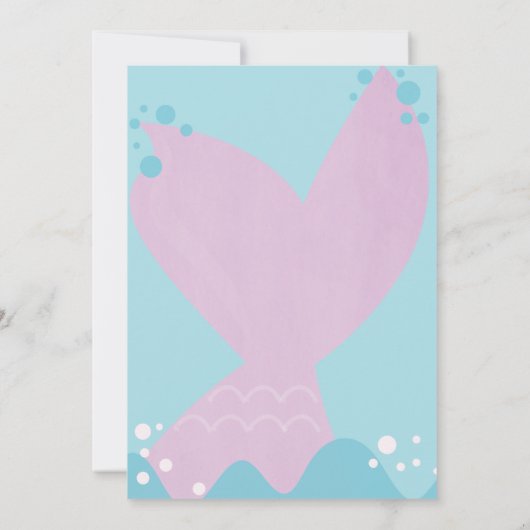 Pastel Mermaid Faux Glitter Birthday Party Kaart (Achterkant)