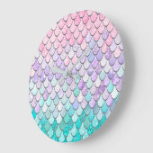 Pastel Mermaid Girls Bedroom Nursery Wall Clock Grote Klok (Hoek)
