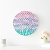 Pastel Mermaid Girls Bedroom Nursery Wall Clock Grote Klok (Huis)