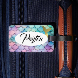 Pastel Mermaid Scales Bagagelabel