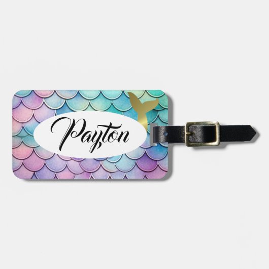 Pastel Mermaid Scales Bagagelabel (Voorkant horizontaal)