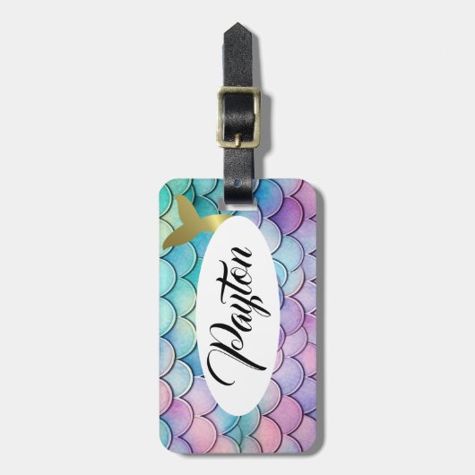 Pastel Mermaid Scales Bagagelabel (Voorkant verticaal)