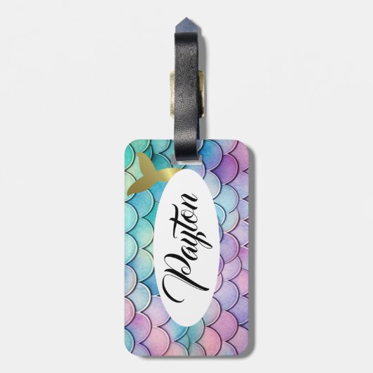 Pastel Mermaid Scales Bagagelabel (Achterkant verticaal)
