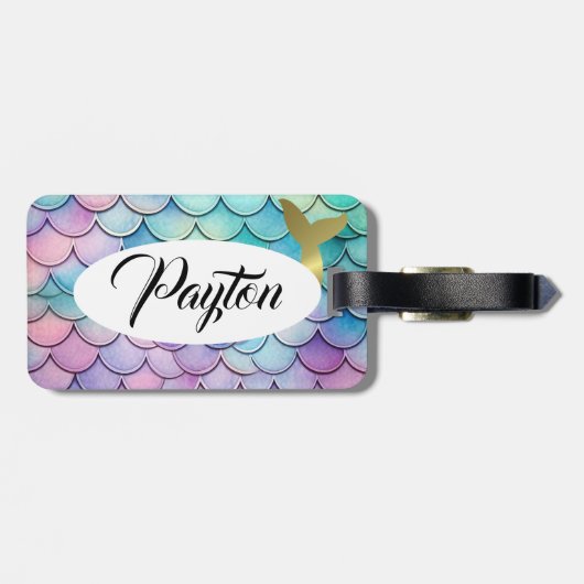 Pastel Mermaid Scales Bagagelabel (Achterkant horizontaal)