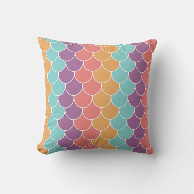 Pastel Mermaid Scales Kussen (Voorkant)