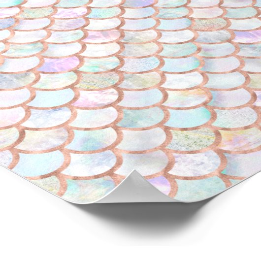 Pastel Mermaid Scales Pattern Roos Gold Poster (Hoek)