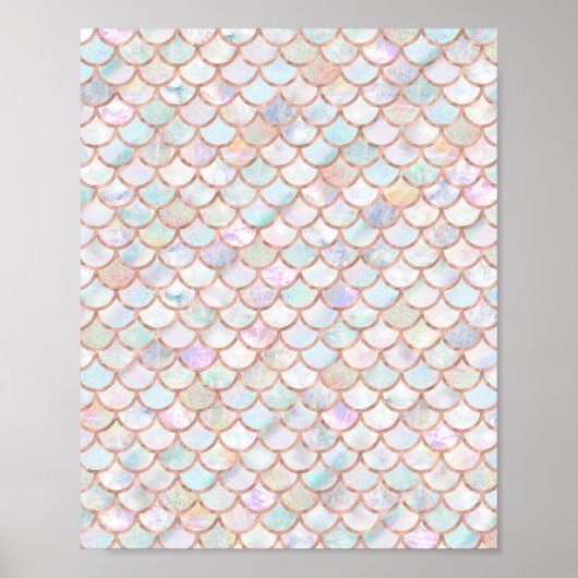 Pastel Mermaid Scales Pattern Roos Gold Poster (Voorkant)