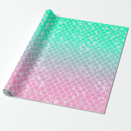 Pastel Mermaid Scales Pink Green Ombre Cadeaupapier