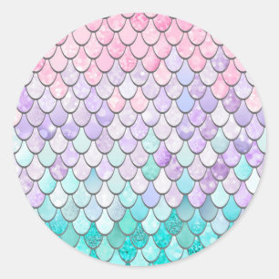 Pastel Mermaid Scales Ronde Sticker
