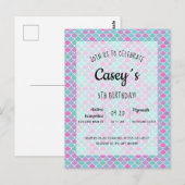 Pastel, mermaid scales, uitnodiging (Voorkant / Achterkant)