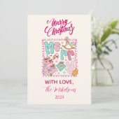 Pastel Merry Christmas Feestdagenkaart (Staand voorkant)