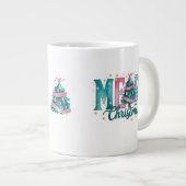 Pastel Merry Christmas Jumbo Mug Grote Koffiekop (Voorkant rechts)