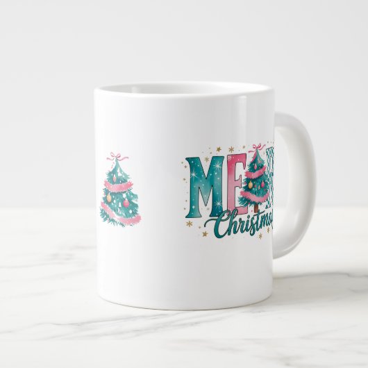 Pastel Merry Christmas Jumbo Mug Grote Koffiekop (Voorkant rechts)