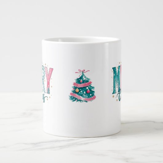 Pastel Merry Christmas Jumbo Mug Grote Koffiekop (Voorkant)
