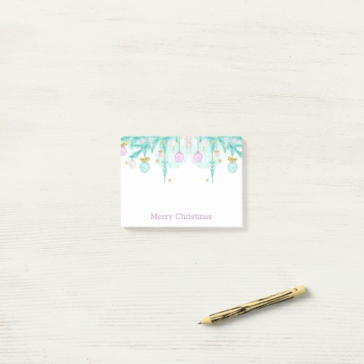 Pastel Merry Waterverf Holiday Garland Post-it® Notes (Op bureau)