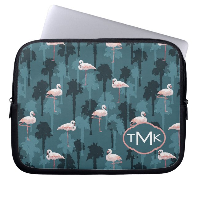 Pastel met Blauwgroen ontsteking | Monogram Laptop Sleeve (Voorkant)